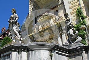Statues in Pelisor Palace inÂ Sinaia,Â Romania